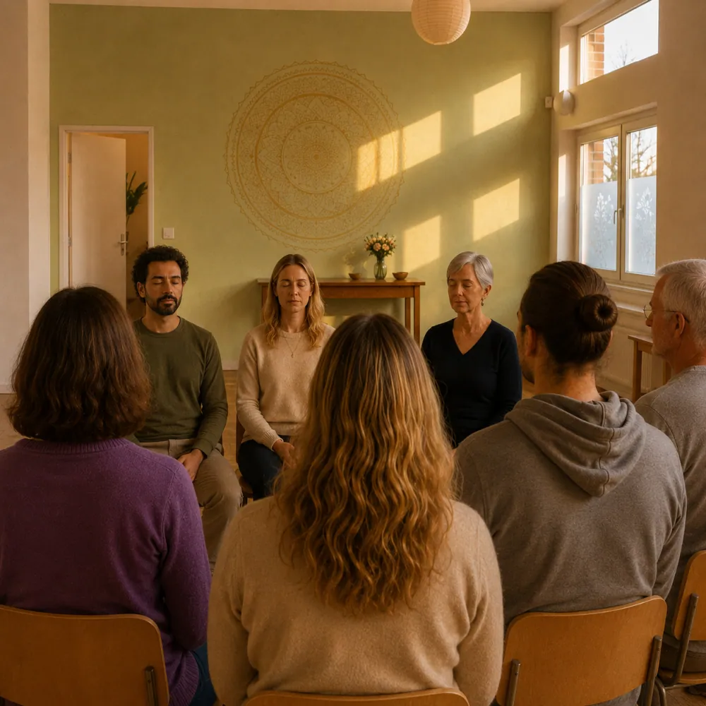 Beispiel Meditationsgruppe im Yoga Raum von MBSR Köln